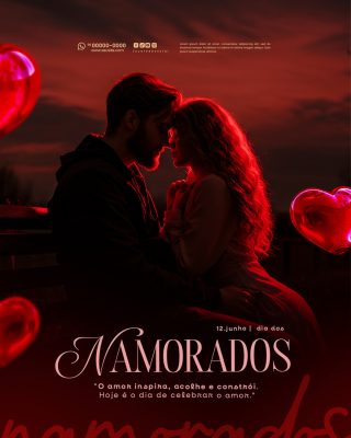 Feliz Dia dos Namorados 12 de junho Social Media PSD Editável