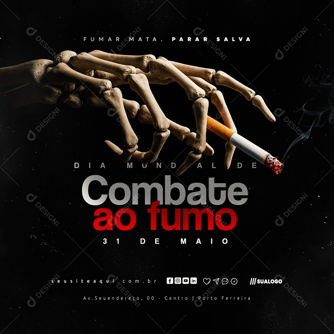Dia Mundial de Combate ao Fumo 31 de Maio Social Media PSD Editável