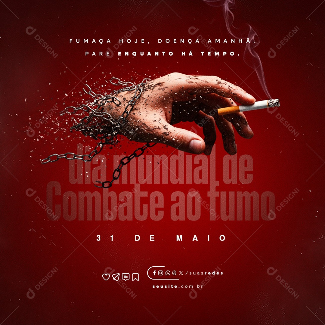 Dia Mundial de Combate ao Fumo 31 de Maio Social Media PSD Editável