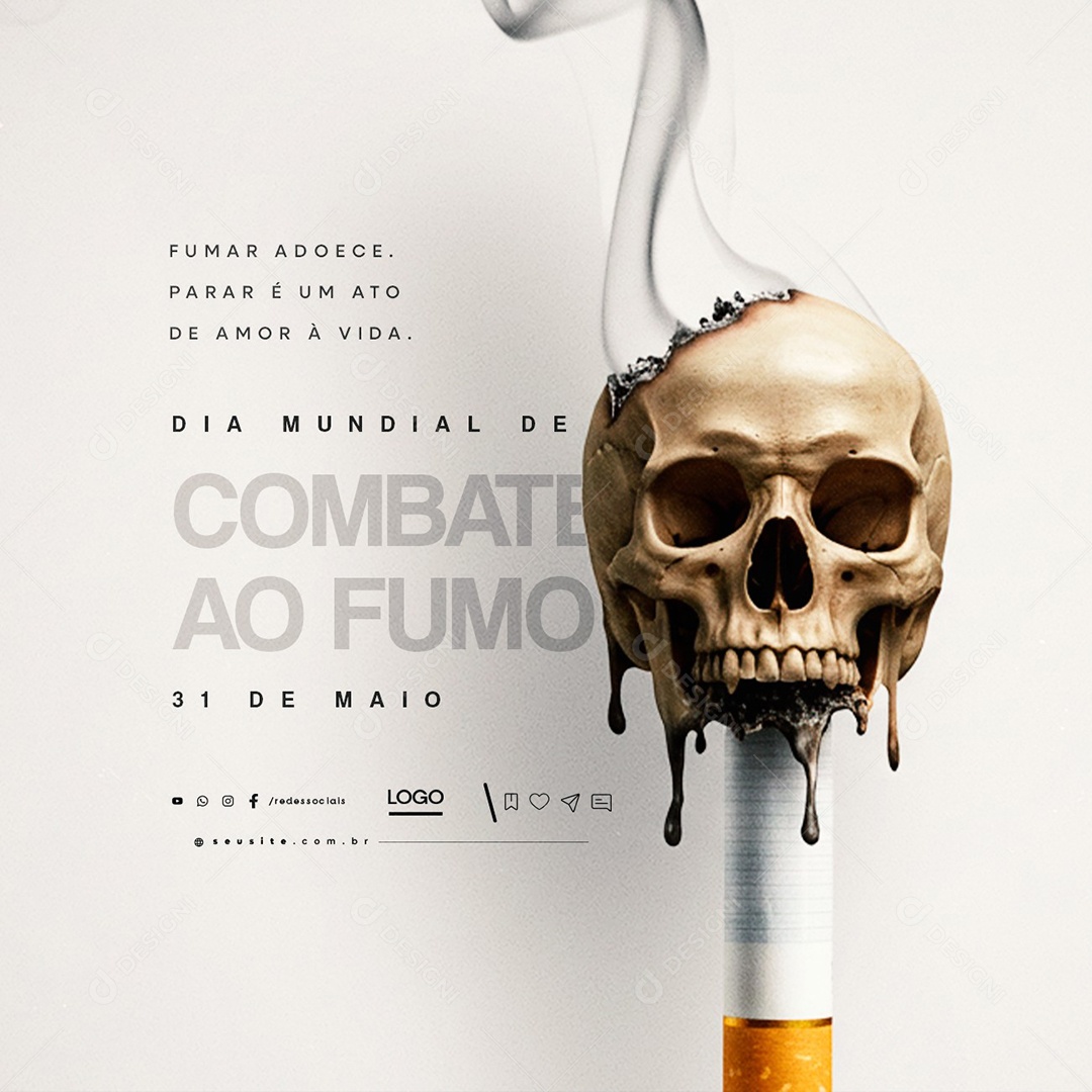 Dia Mundial de Combate ao Fumo 31 de Maio Social Media PSD Editável