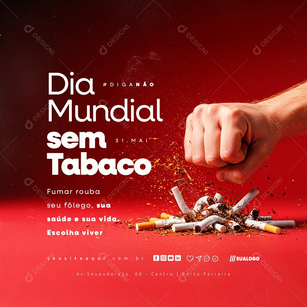 Dia Mundial Sem Tabaco 31 de Maio Social Media PSD Editável