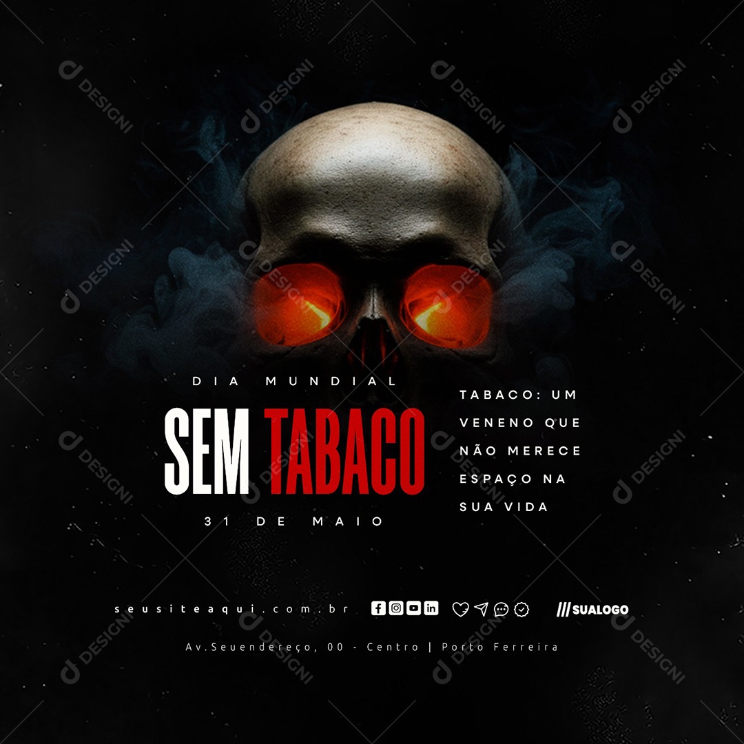 Dia Mundial Sem Tabaco 31 de Maio Social Media PSD Editável