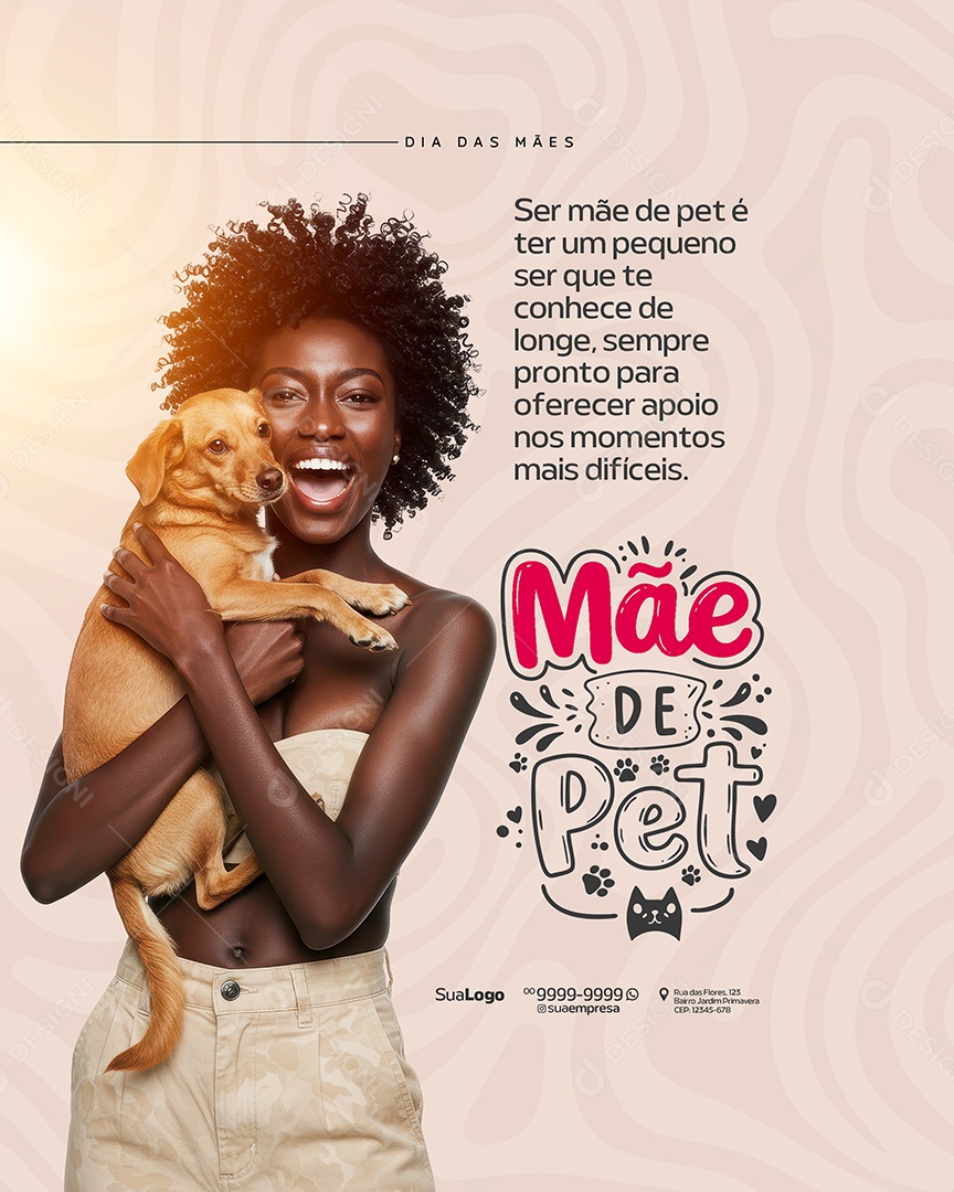 Mãe de Pet também e Mãe feliz dia das Mães Social Media PSD Editável
