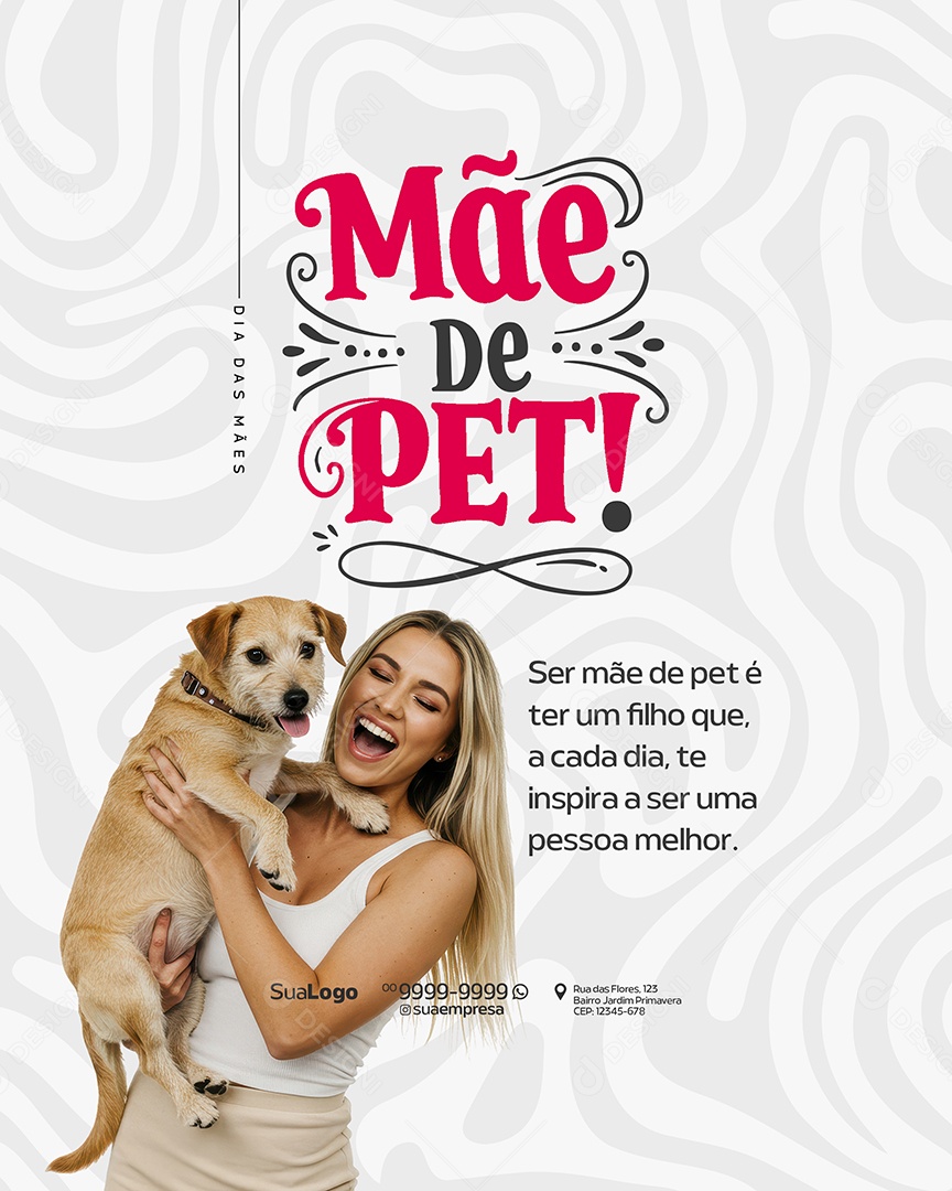 Mãe de Pet também e Mãe feliz dia das Mães Social Media PSD Editável