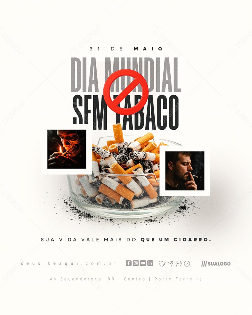 Dia Mundial Sem Tabaco 31 de Maio Social Media PSD Editável