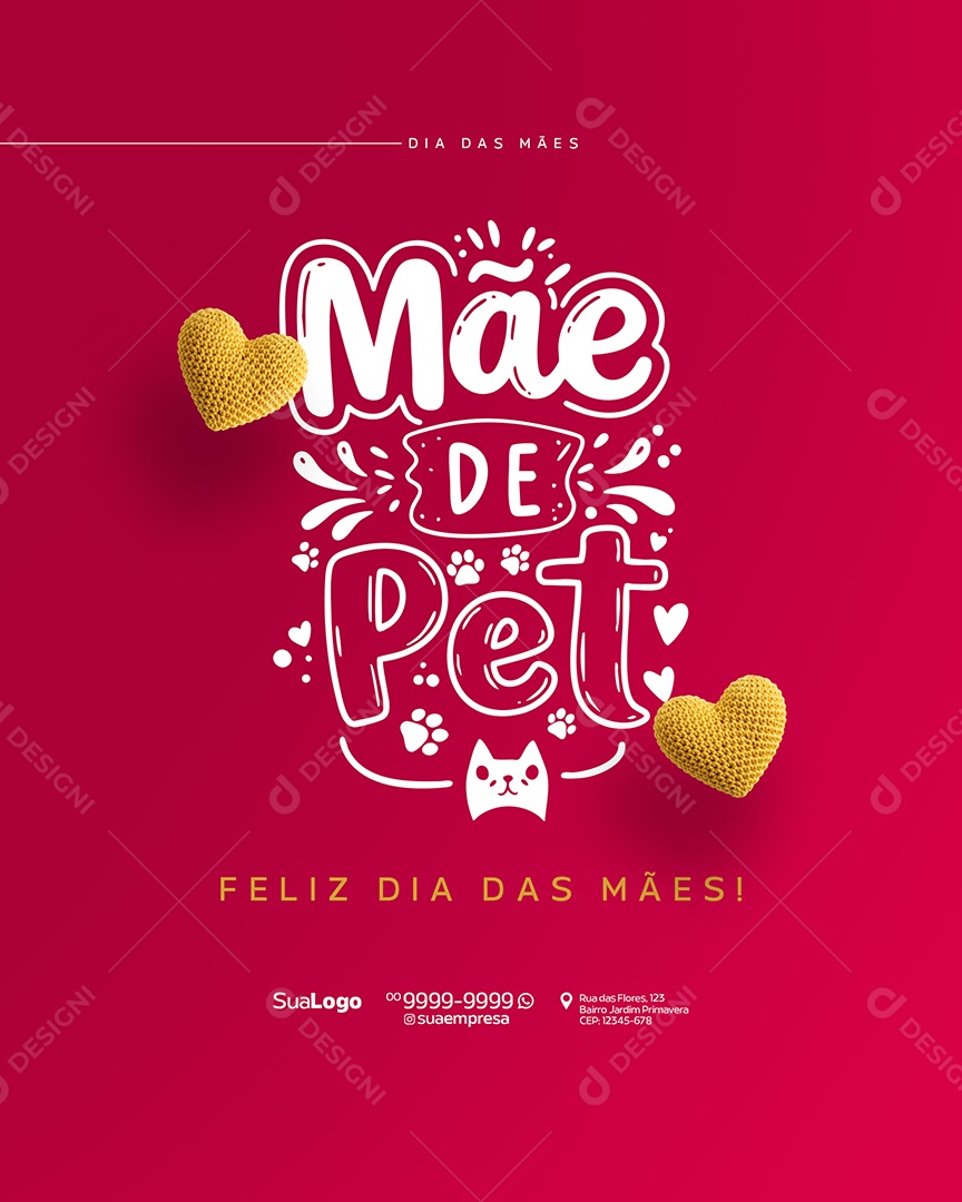 Mãe de Pet também e Mãe feliz dia das Mães Social Media PSD Editável