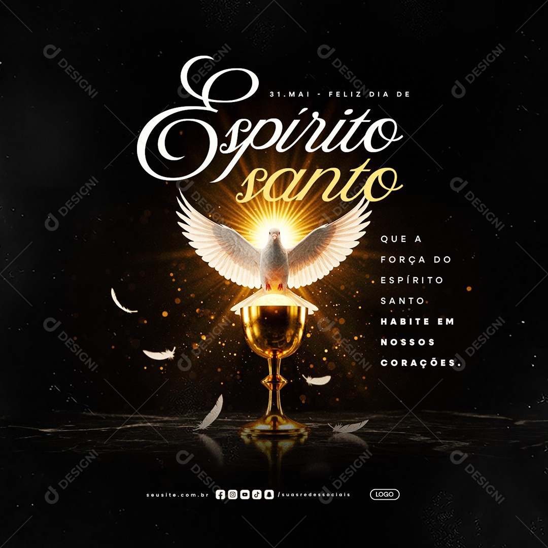 Feliz Dia do Espirito Santo 31 de Maio Social Media PSD Editável