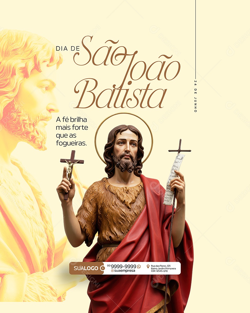 Dia de São João Batista 24 de Junho Social Media PSD Editável