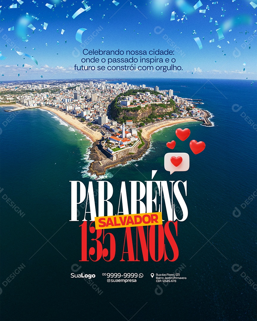 Parabéns Cidade Pelos 135 Anos Parabéns Por Sua História Social Media PSD Editável