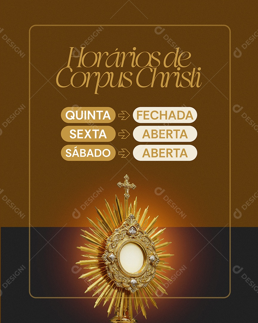 Horários de Corpus Christi Social Media PSD Editável