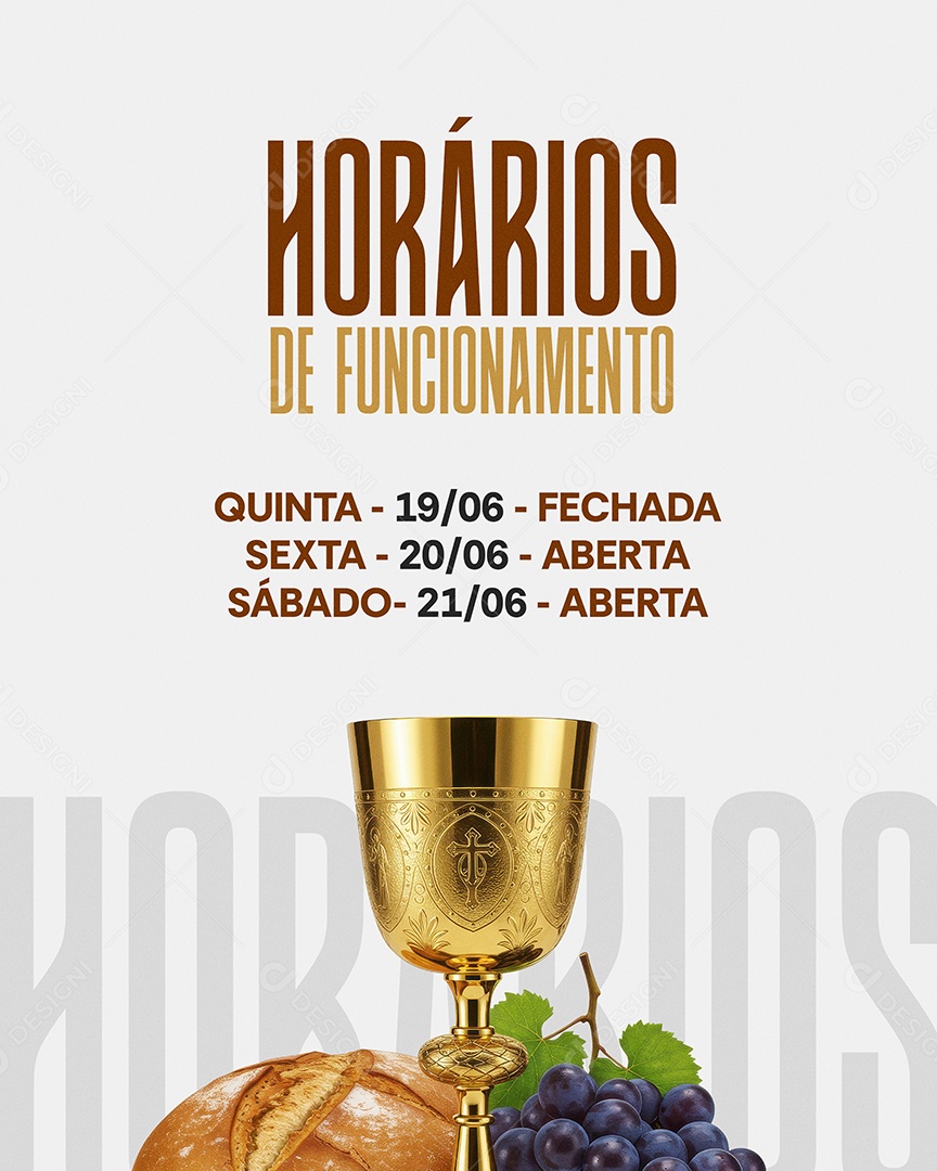 Horários de Corpus Christi Social Media PSD Editável