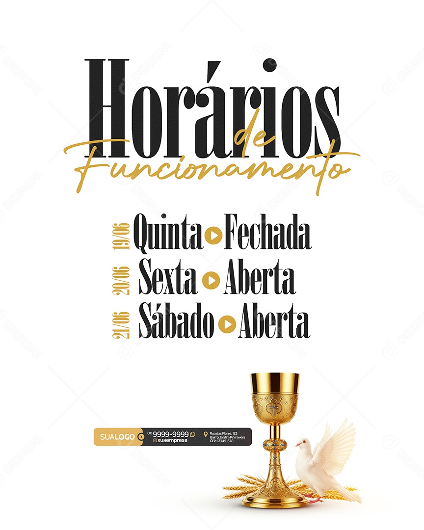 Horários de Corpus Christi Social Media PSD Editável