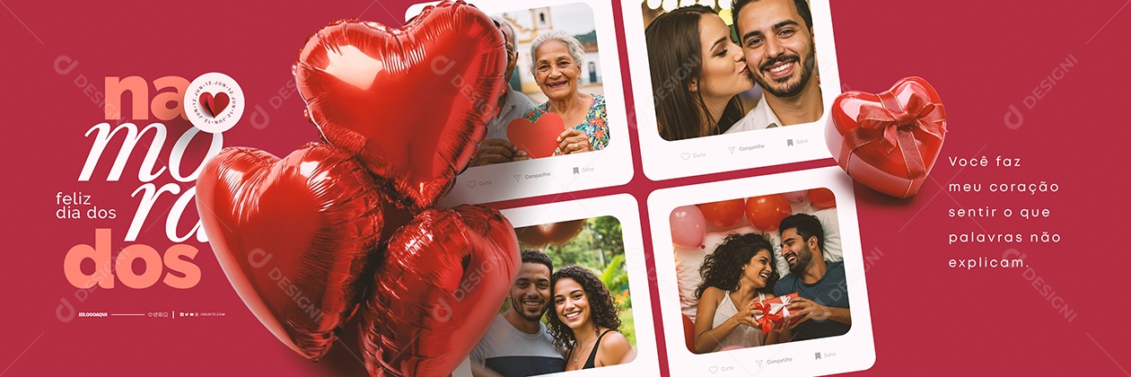 Carrossel Feliz Dia dos Namorados 12 de Junho Social Media PSD Editável