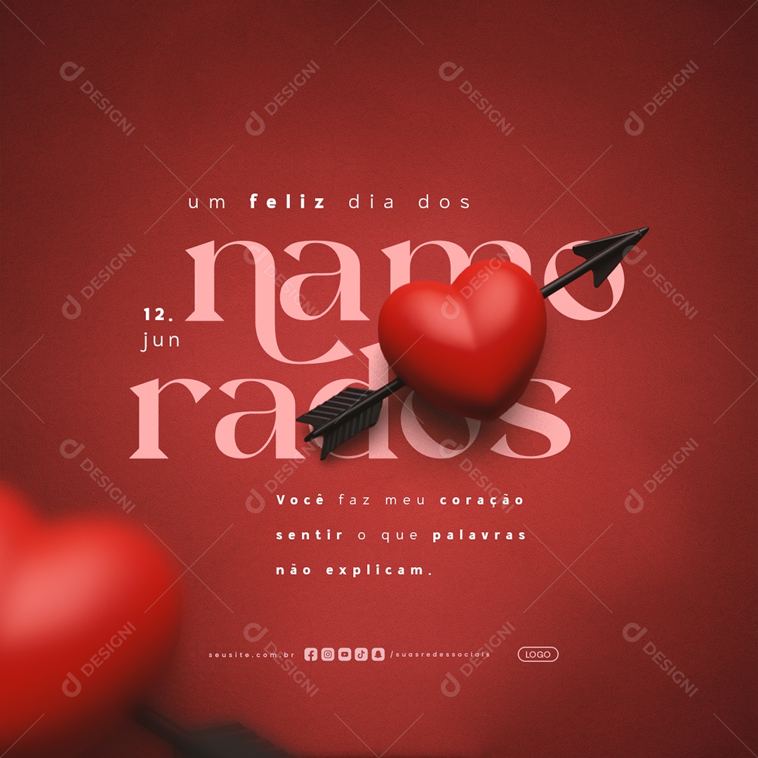 Um Feliz Dia dos Namorados 12 de Junho Social Media PSD Editável
