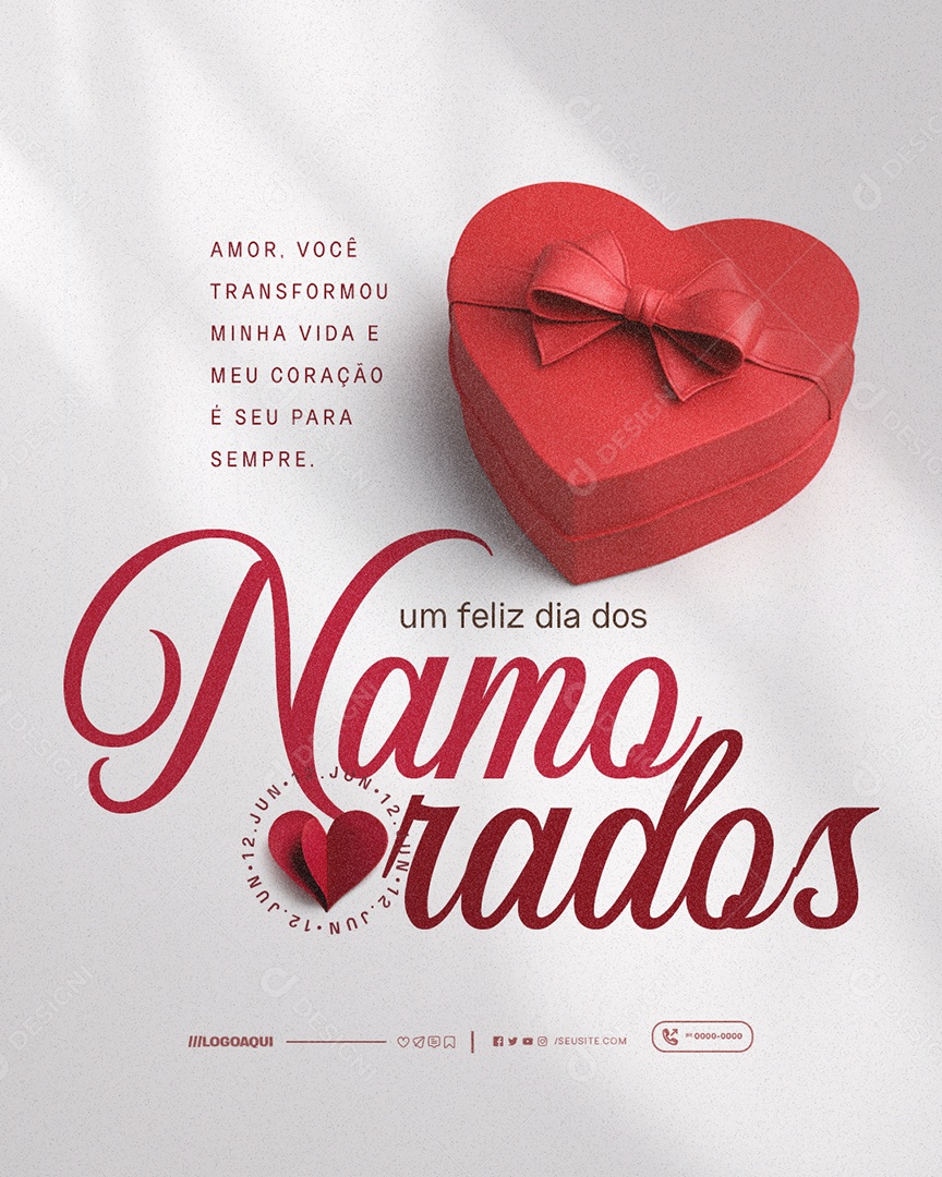 Um Feliz Dia dos Namorados 12 de Junho Social Media PSD Editável