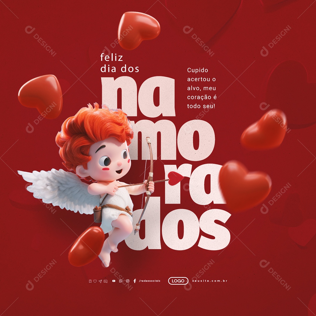 Feliz Dia dos Namorados 12 de Junho Social Media PSD Editável