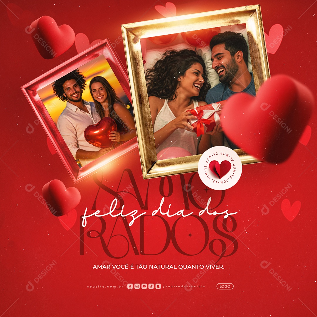Feliz Dia dos Namorados 12 de Junho Social Media PSD Editável