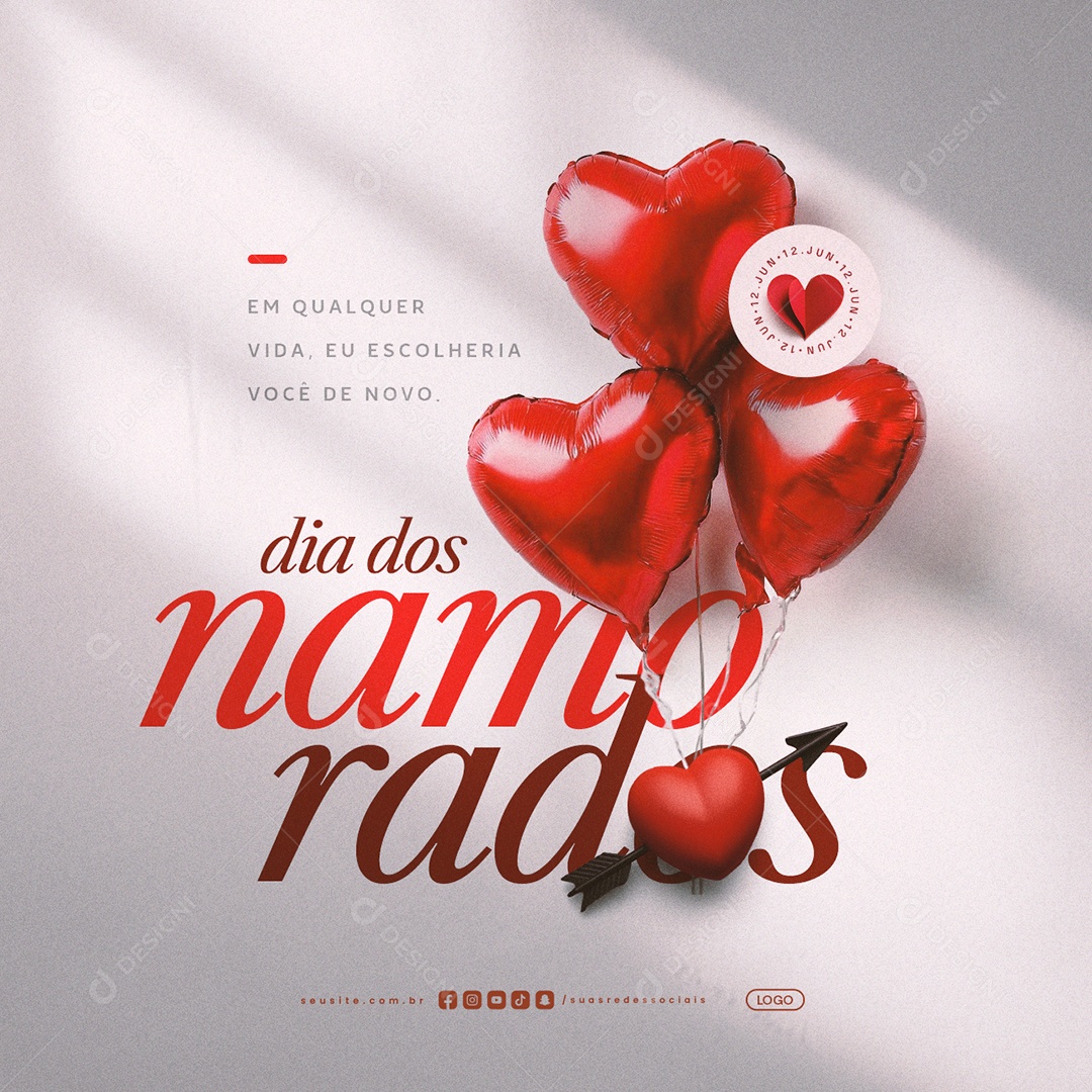 Dia dos Namorados 12 de Junho Social Media PSD Editável