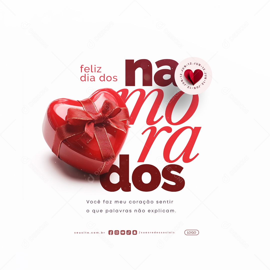 Feliz Dia dos Namorados 12 de Junho Social Media PSD Editável