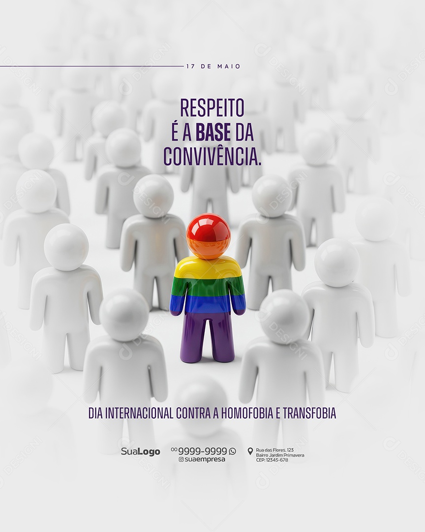 Dia Internacional Contra a Homofobia e Transfobia 17 de Maio Social Media PSD Editável