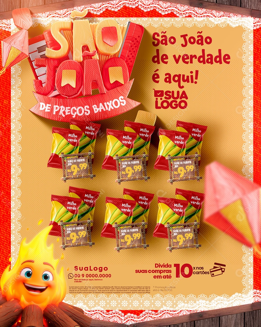 Encarte São João de Preços Baixos Social Media PSD Editável