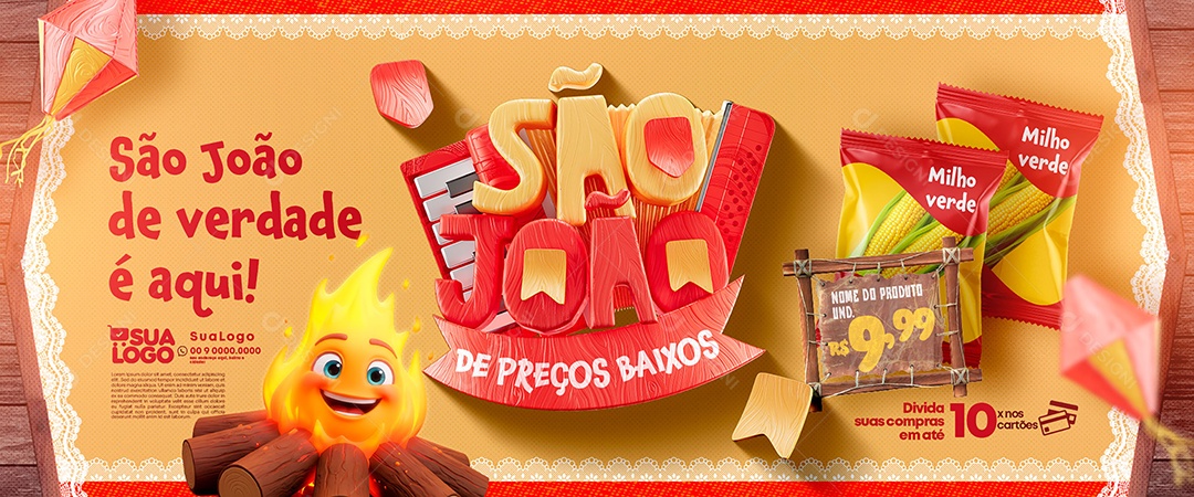 Banner São João de Ofertas Social Media PSD Editável
