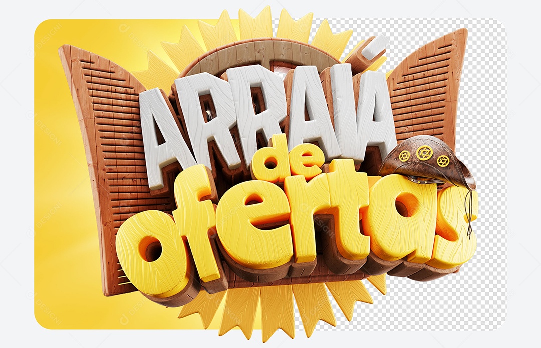 Selo 3D Arraiá de Ofertas Para Composição PSD
