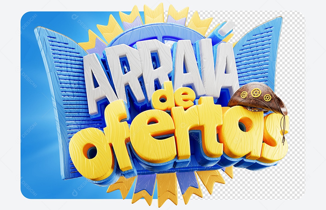 Selo 3D Arraiá de Ofertas Para Composição PSD