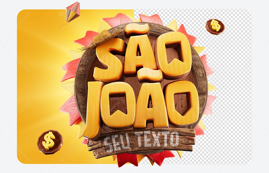 Selo 3D São João Para Composição PSD