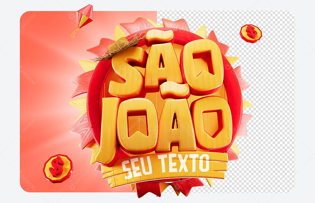 Selo 3D São João Para Composição PSD