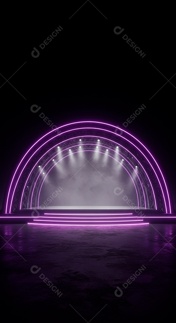 Cenário de Palco iluminado com luzes
