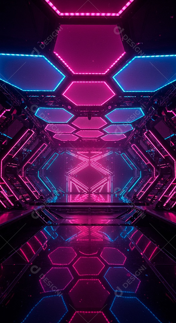 Cenário de Palco iluminado com luzes