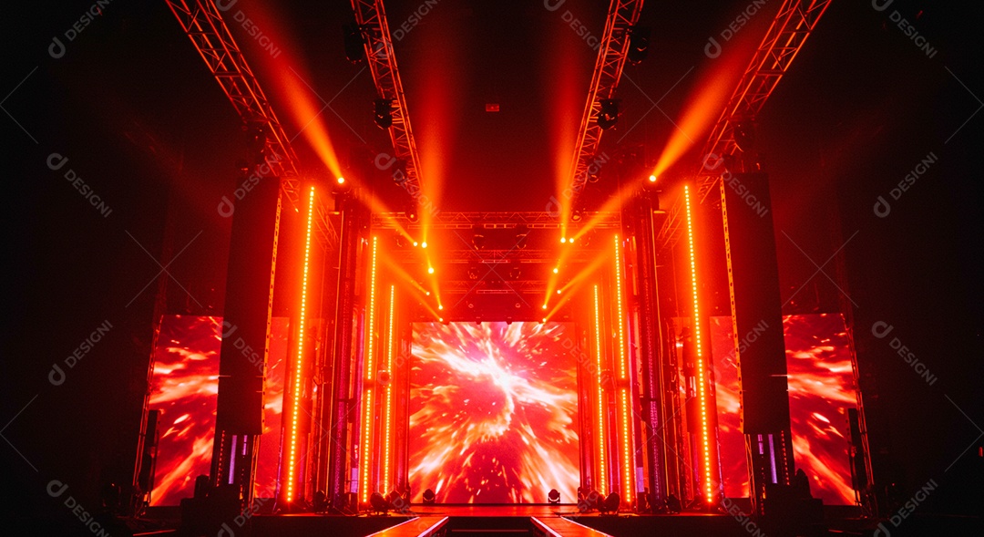 Cenário de Palco iluminado com luzes
