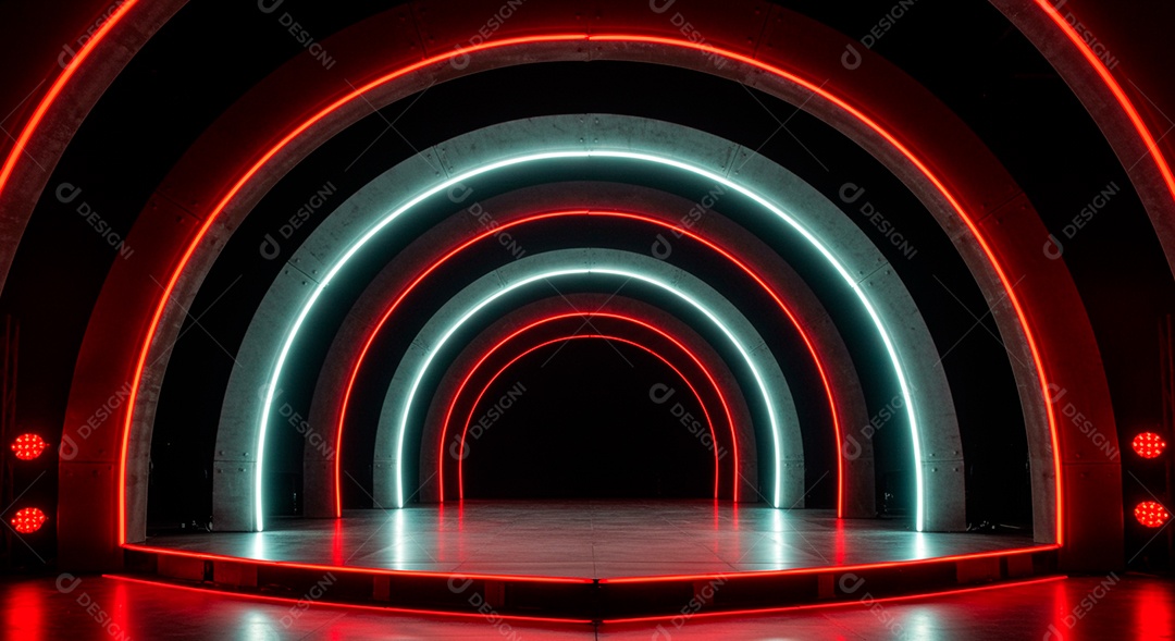 Cenário de Palco iluminado com luzes