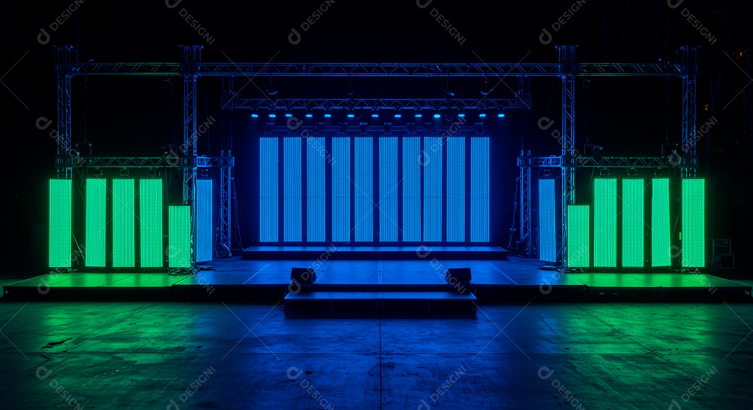 Cenário de Palco iluminado com luzes