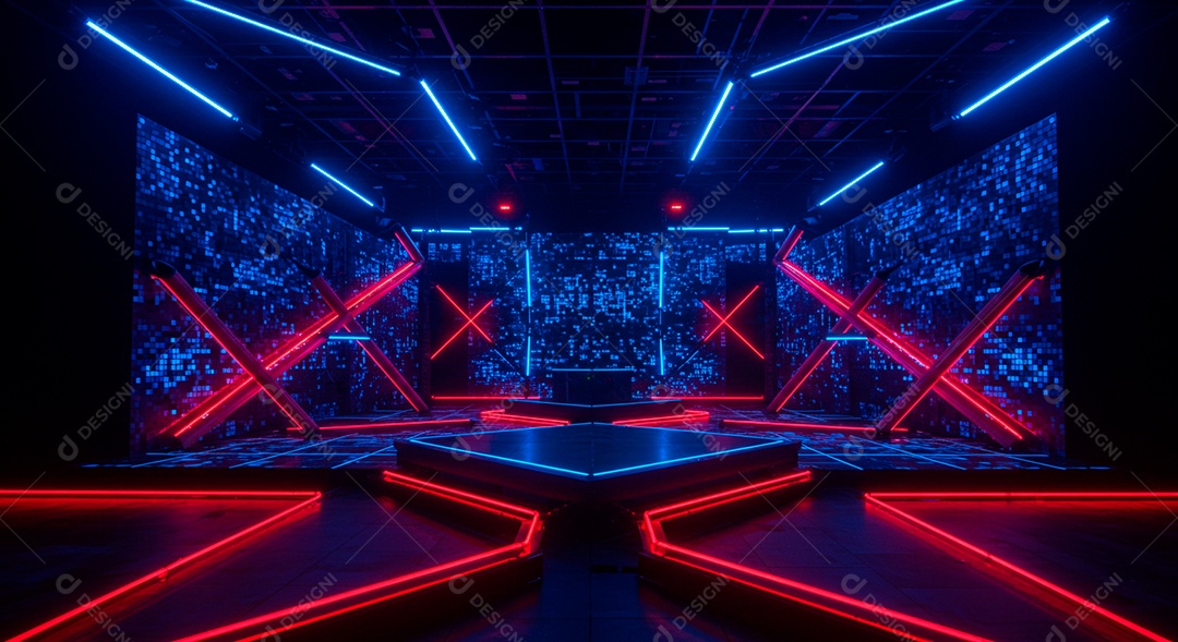 Cenário de Palco iluminado com luzes