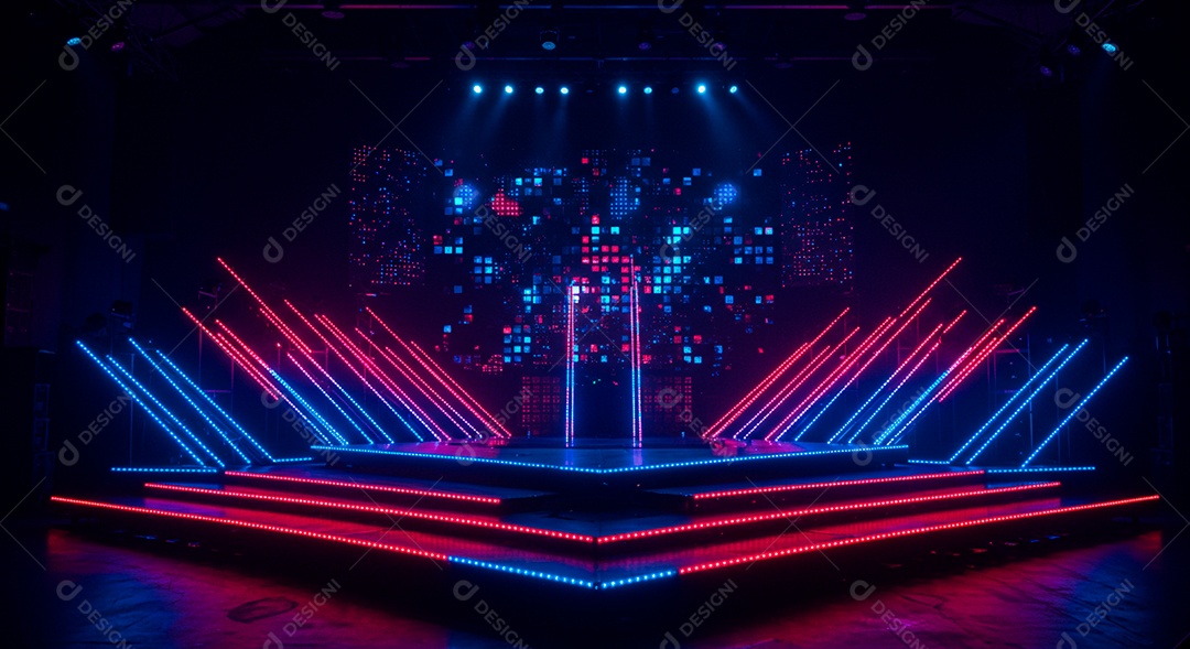Cenário de Palco iluminado com luzes