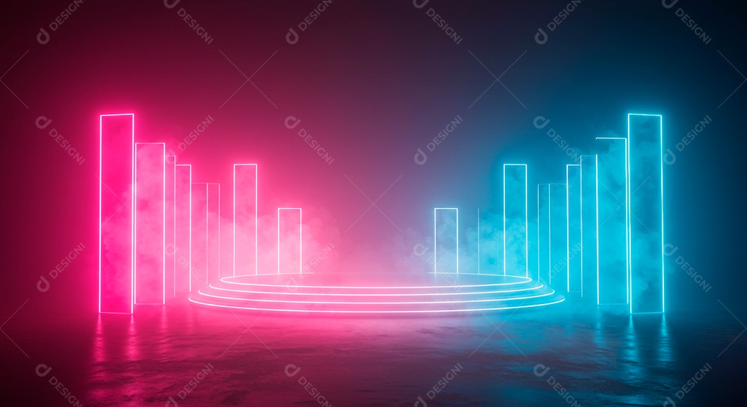 Cenário de Palco iluminado com luzes