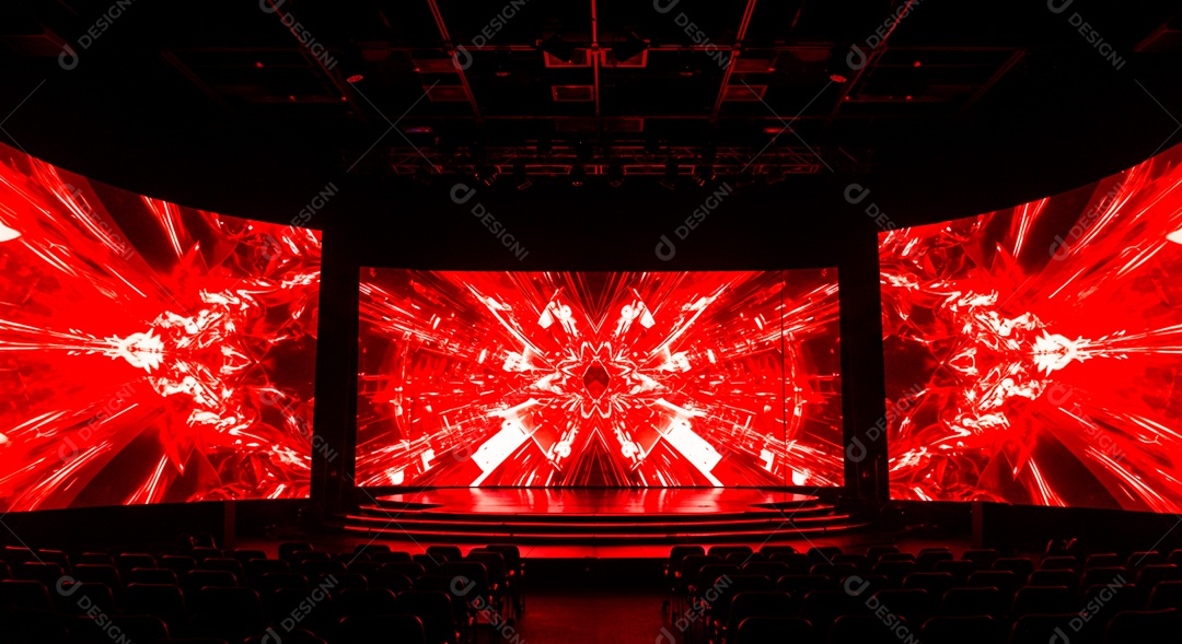 Cenário de Palco iluminado com luzes