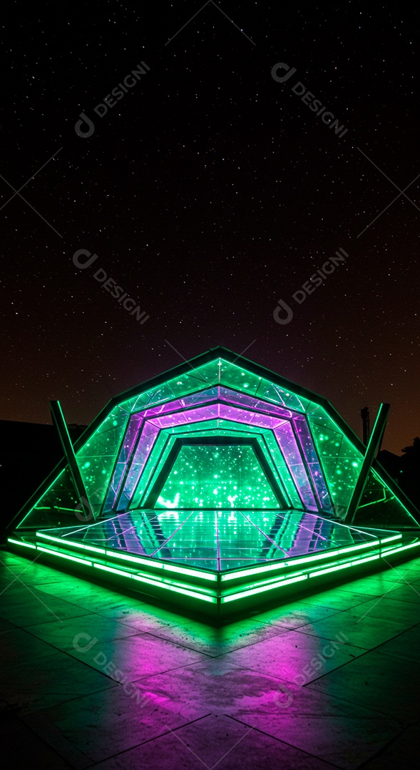 Cenário de Palco iluminado com luzes
