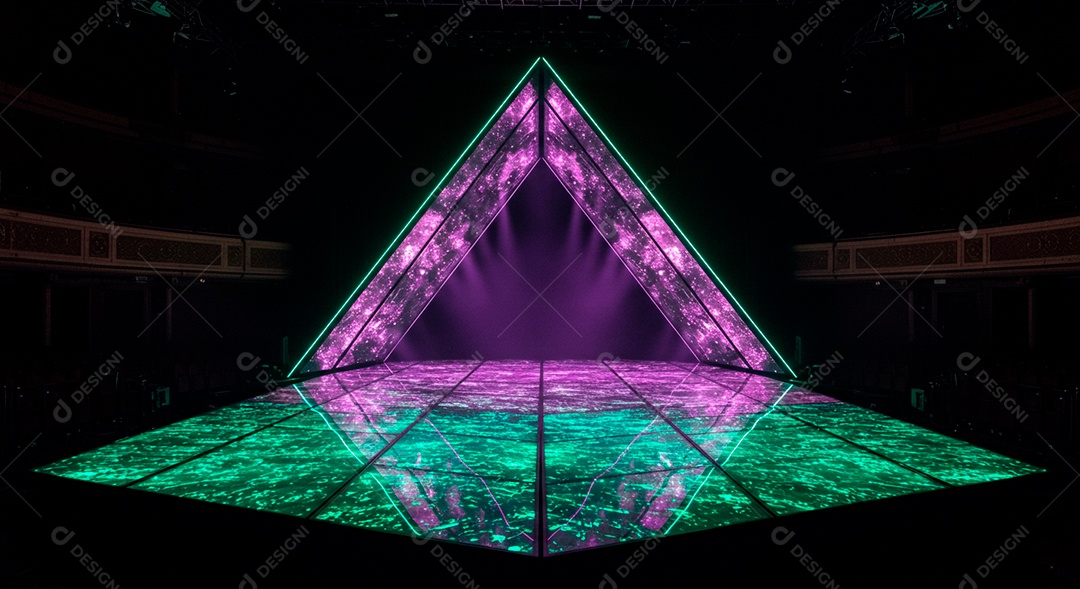 Cenário de Palco iluminado com luzes