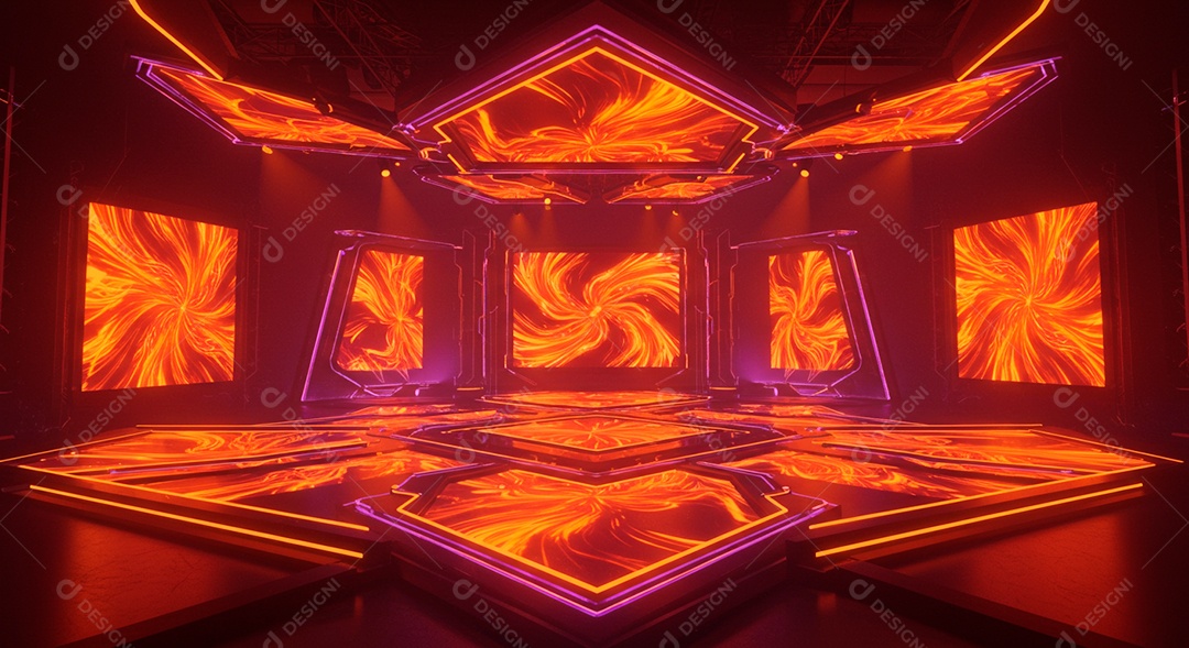 Cenário de Palco iluminado com luzes