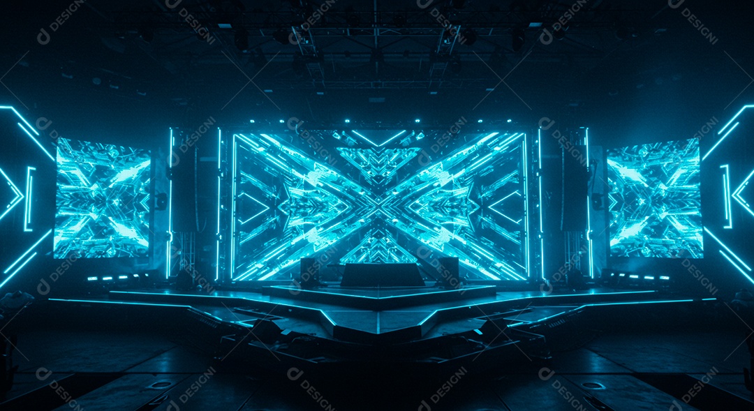 Cenário de Palco iluminado com luzes