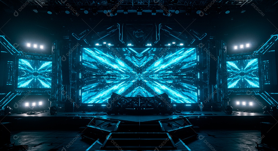 Cenário de Palco iluminado com luzes