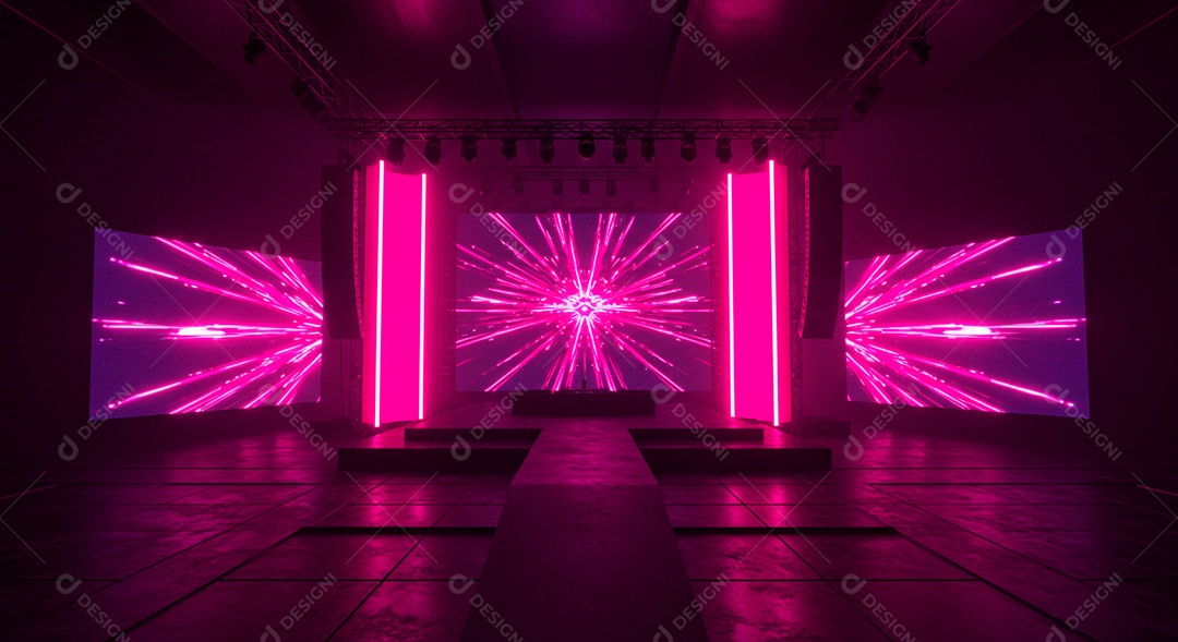 Cenário de Palco iluminado com luzes