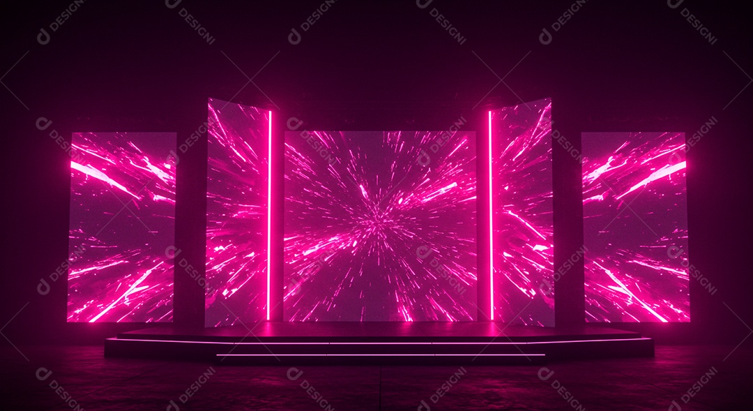 Cenário de Palco iluminado com luzes