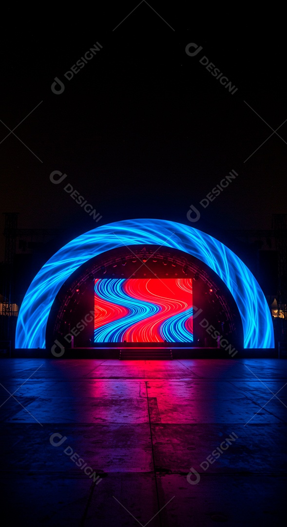 Cenário de Palco iluminado com luzes