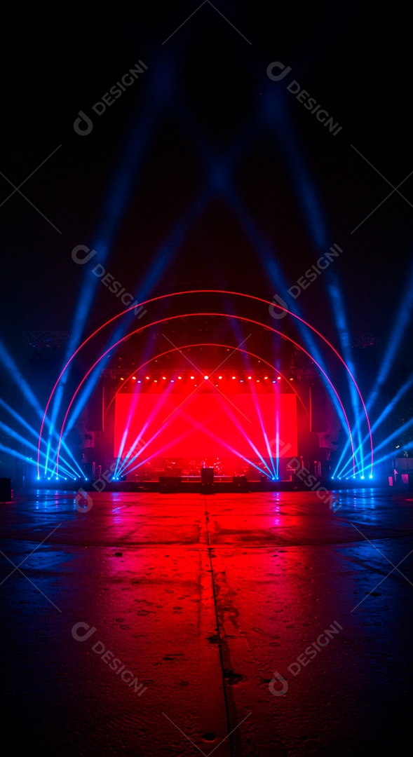 Cenário de Palco iluminado com luzes