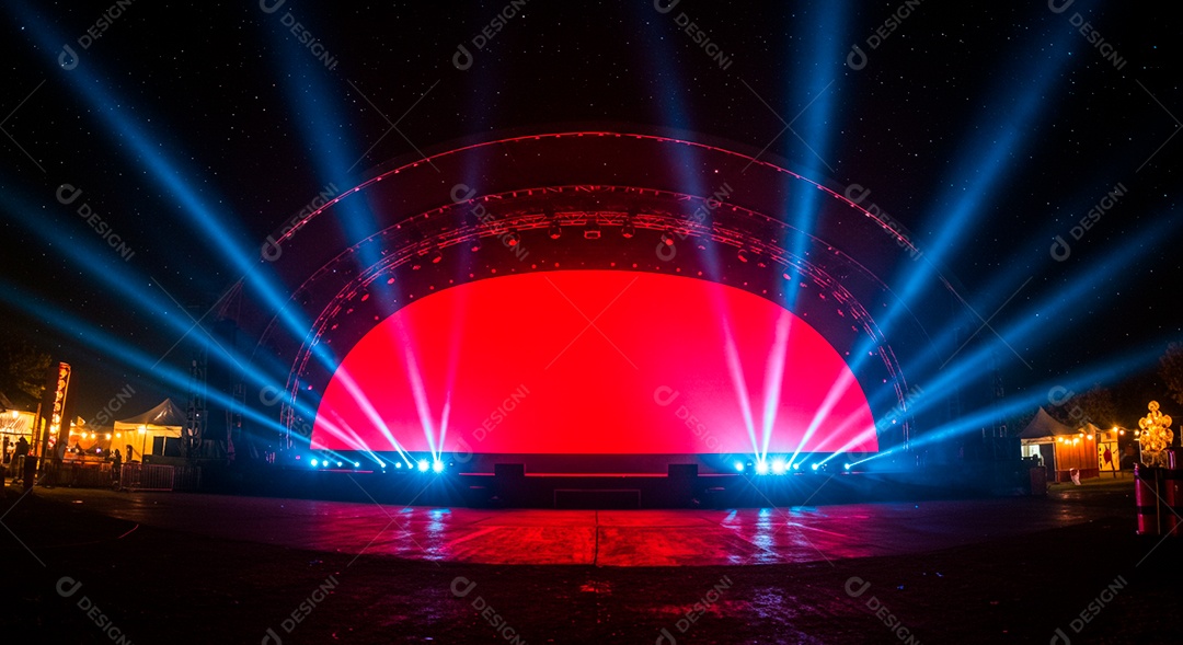 Cenário de Palco iluminado com luzes