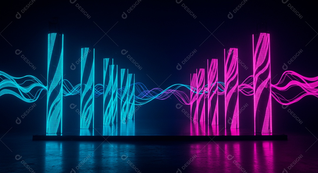 Cenário de Palco iluminado com luzes